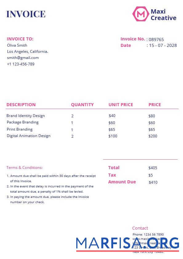 Downloadable Creative Agency Invoice Template